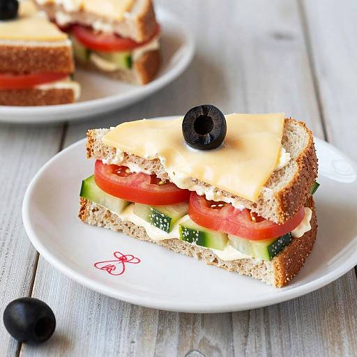 Colorful Layered Sandwich on Plate