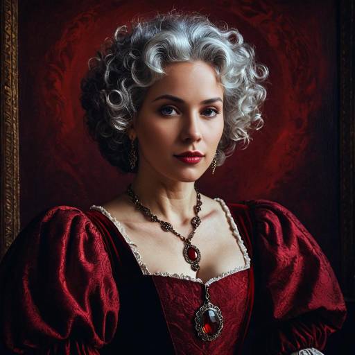 Renaissance Woman in Red Vintage Dress