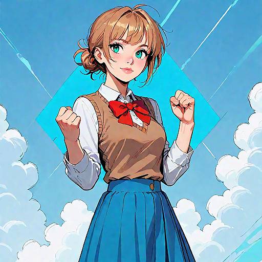 Sayori Blue-Eyed Schoolgirl With Bow