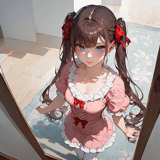 Embarrassed Girl in Girly Fashion