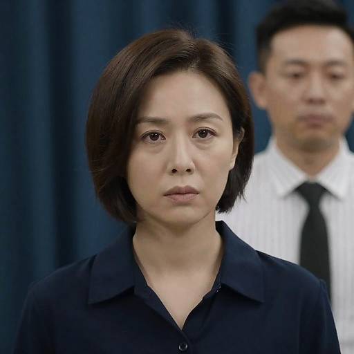 Serious Portrait of Asian Man and Woman