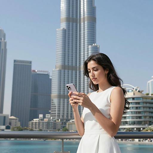 Young Woman Enjoying Dubai's Urban Landscape