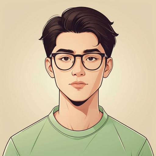 Illustrated Portrait of Young Man with Glasses