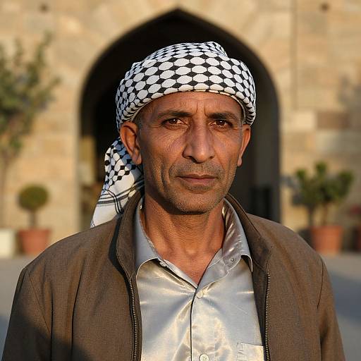 Middle-Aged Man by Stone Archway