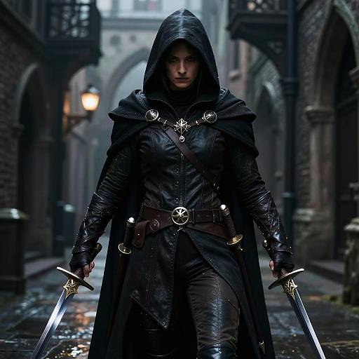 Stealthy Rogue in Medieval Alley