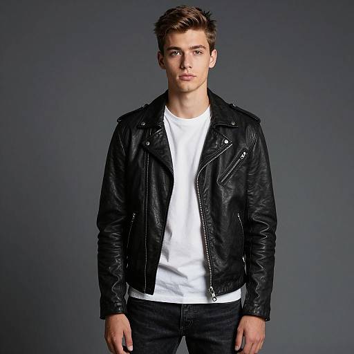 Masculine Young Man Portrait in Leather