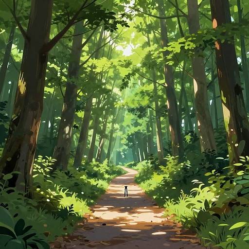 Sunlit Summer Forest Path Anime