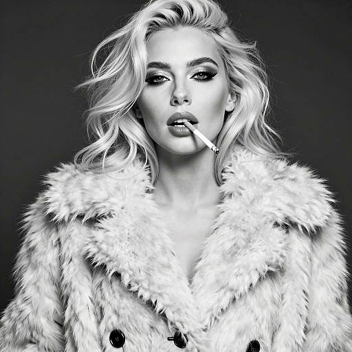 Sultry Woman in Fur Coat Portrait