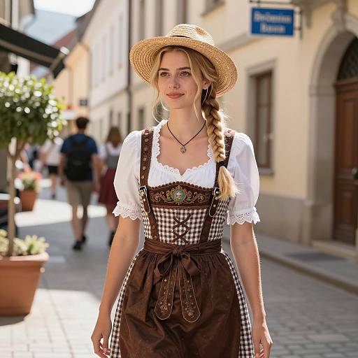 Charming Oktoberfest Attire in European Street