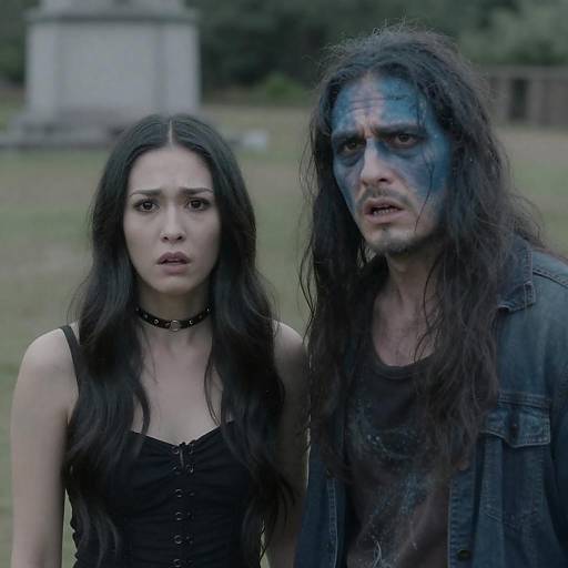 Shocked Woman Beside Blue-Painted Man