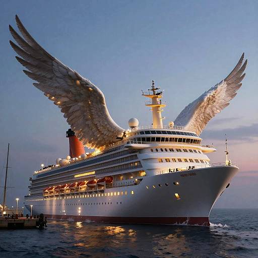 Fantasy Winged Cruise Ship at Twilight