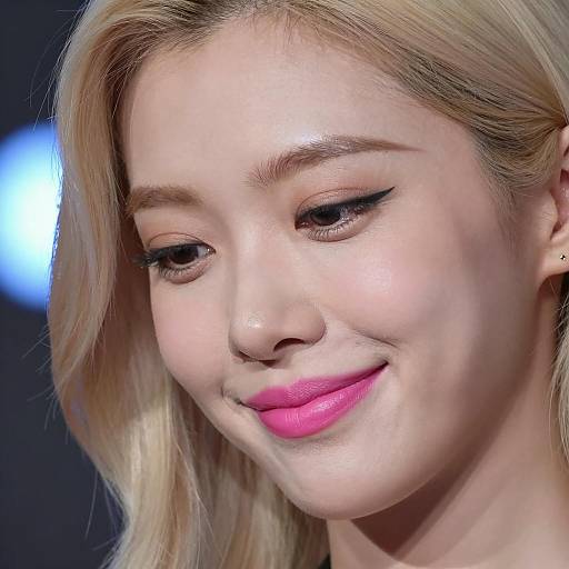 Close-up of smiling woman with bright makeup