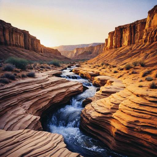 Serene Sandstone Canyon at Sunset Serene Sandstone Canyon at Sunset