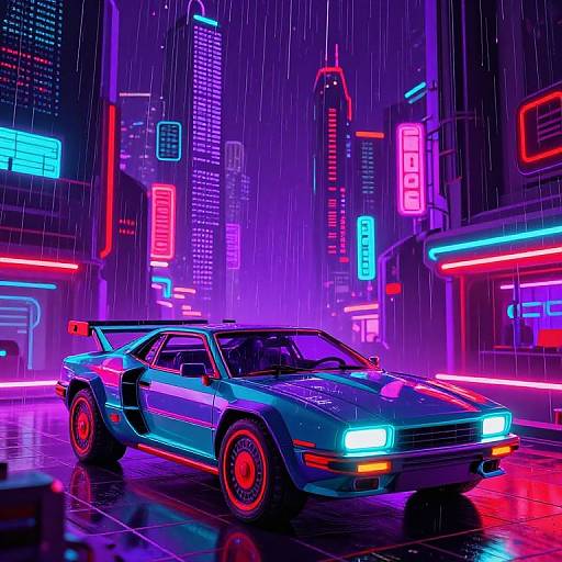 Vibrant Retro Cyberpunk Cityscape