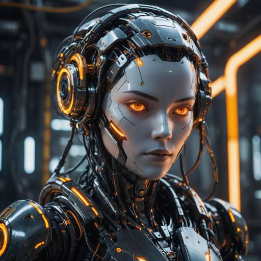 Glowing Cyberpunk Android Portrait