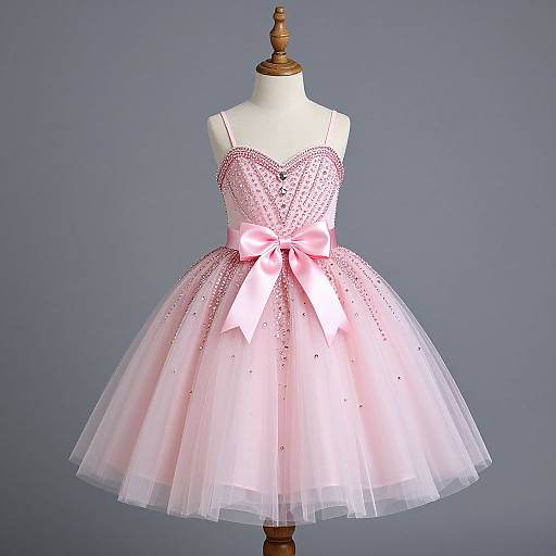 Elegant Pink Crystal-Embellished Tutu Dress