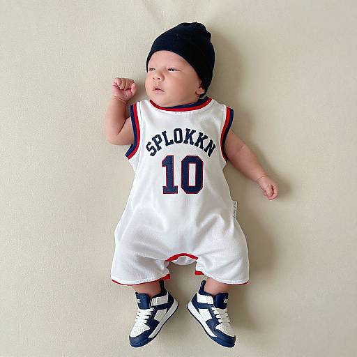 Newborn Boy in Basketball Costume