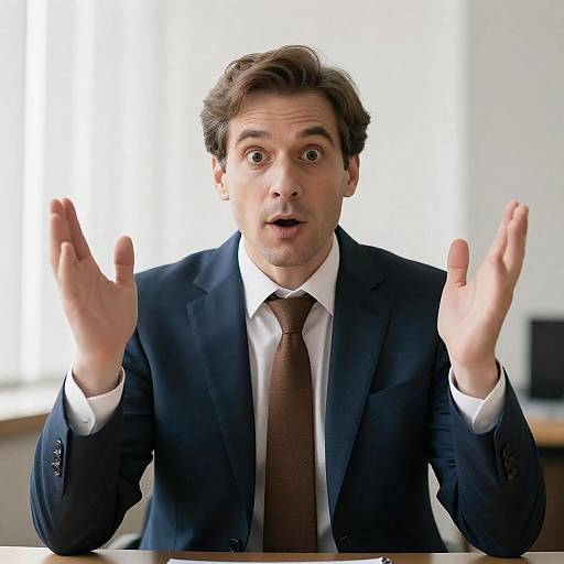 Surprised Businessman at Office Desk
