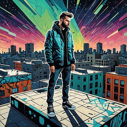 Vibrant Surrealist Graffiti Artist Portrait