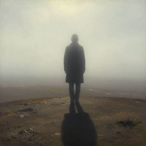 Solitary Figure in Misty Desolation