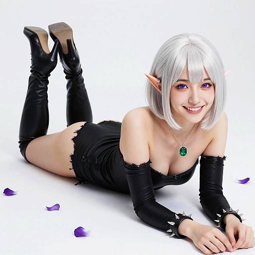 Platinum Bob Elf in Torn Bodysuit