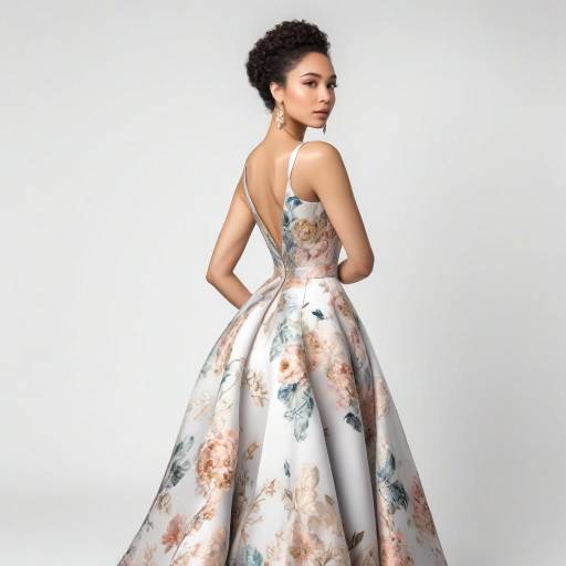Sophisticated Mixed-Race Woman in Floral Gown