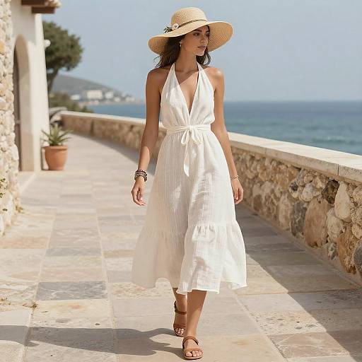 Sunlit Elegance: Young Woman in Dress