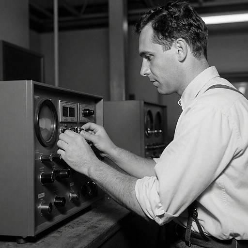 Vintage Radio Operator in Action