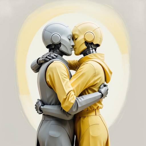 Robotic Couple Embracing and Kissing