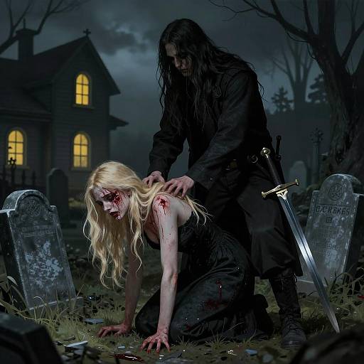 Dramatic Graveyard Encounter Illustration