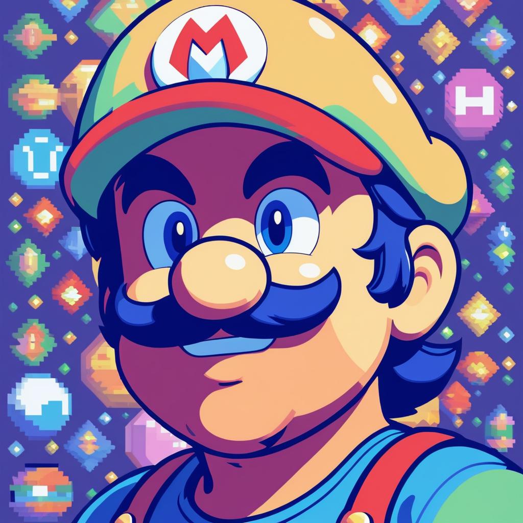 Mario in Retro Pixel Art Style