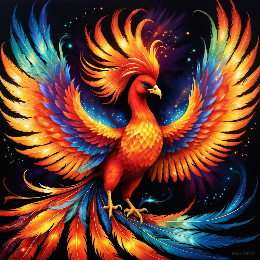 Ethereal Phoenix: Fiery Fantasy Art