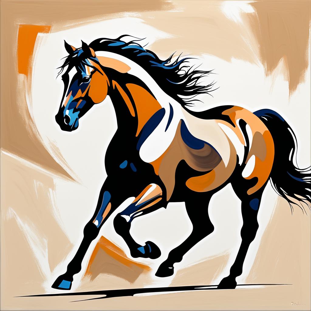 Minimalist Abstract Horse Galloping Art