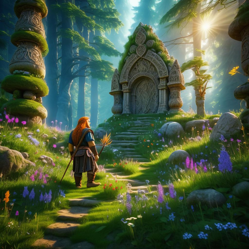 Dwarf in Enchanted Forest Clearing