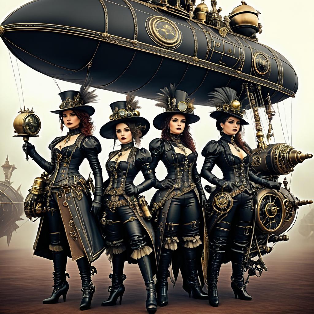 Steampunk Alien Warriors in Airship