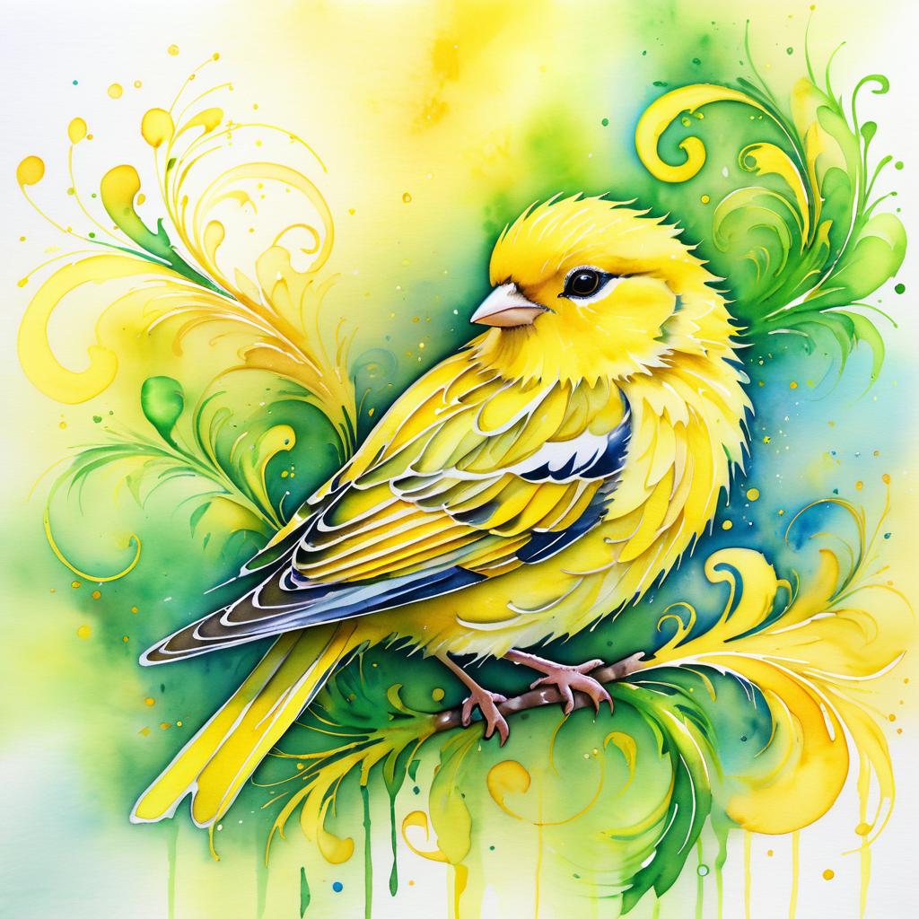 Dreamy Watercolour Portrait of a Canary