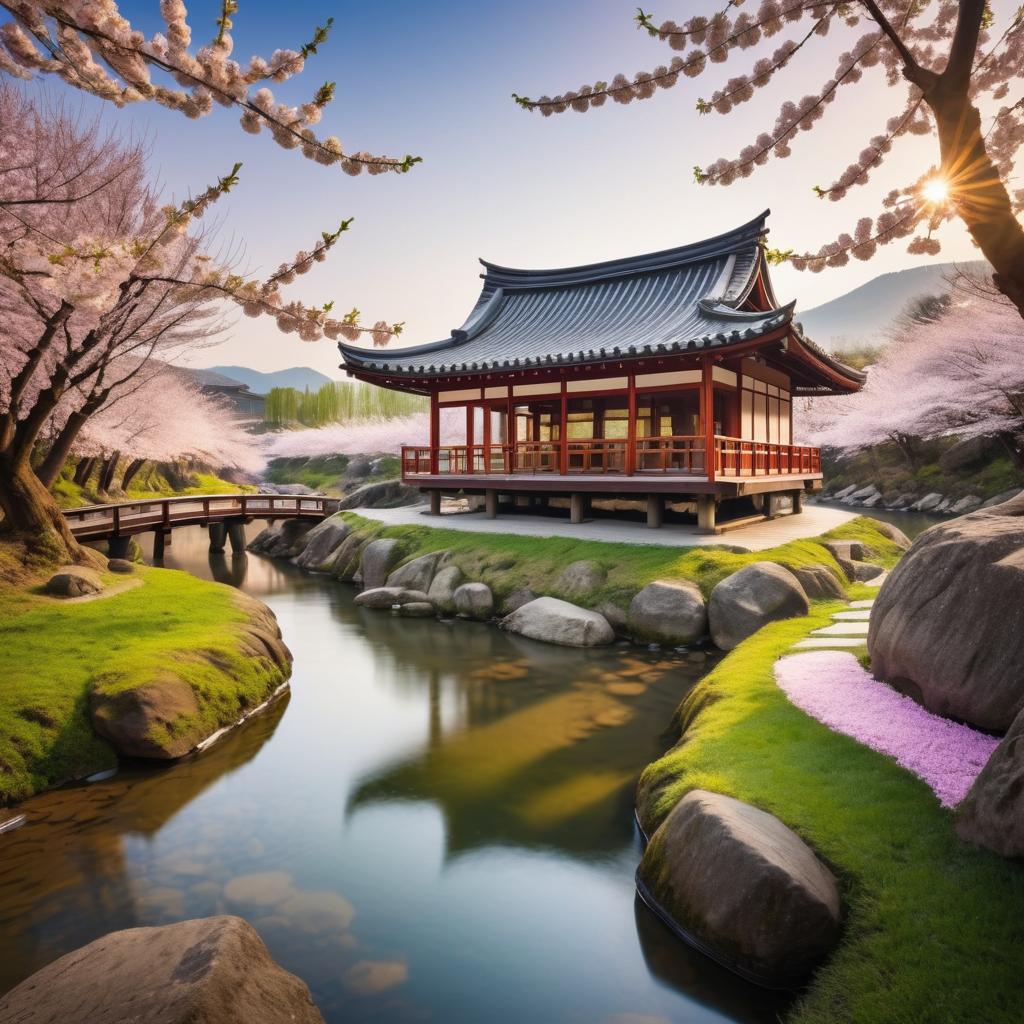 Serenity in a Cherry Blossom Tea House