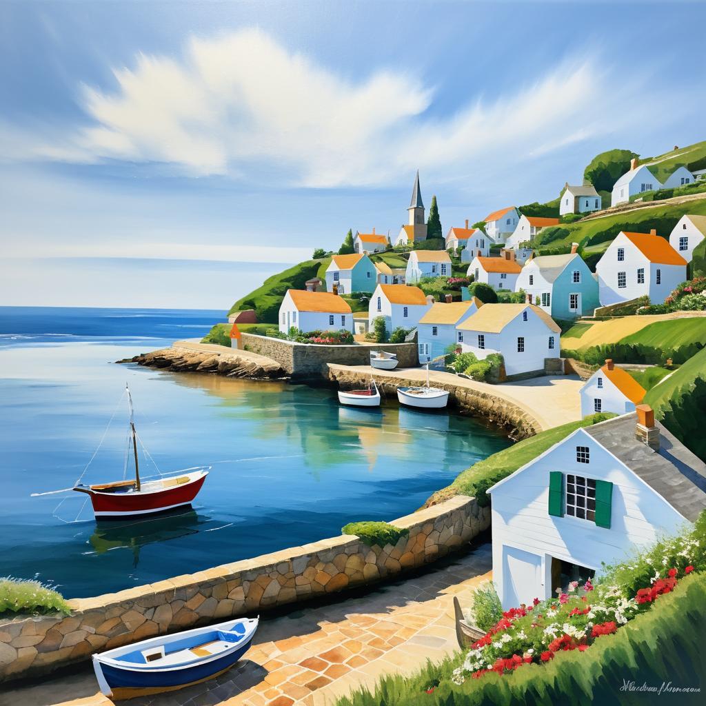 Charming Coastal Village in Acrylics