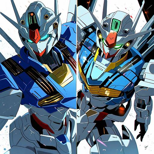 Illustration of Gundam aerial, gundam in the style of Omutatsu