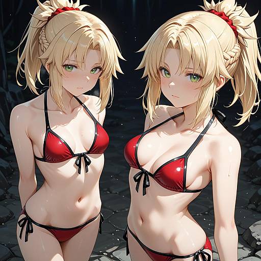 Illustration of Mordred (swimsuit rider) (fate), fate (series) in the style of Taira yuuki