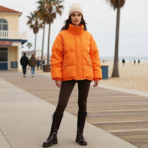 Athletic Woman in Stylish Orange Jacket