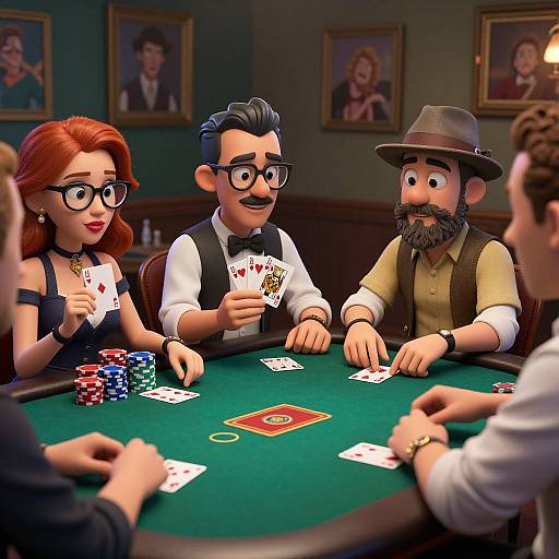 Realistic Cartoon Poker Game Scene
