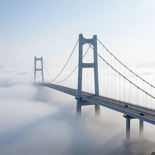 Colossal Suspension Bridge Above Clouds