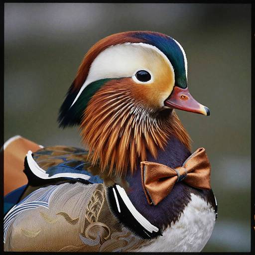 Mandarin Duck in Vintage Silk Attire