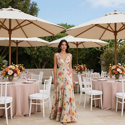 Elegant Woman at Floral Garden Soiree