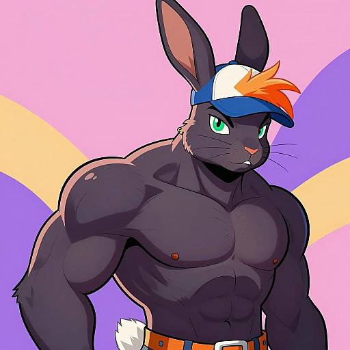 Muscular Anthropomorphic Jackrabbit Illustration