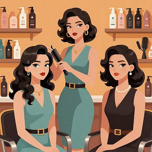 Chic Salon Scene with Vintage Elegance