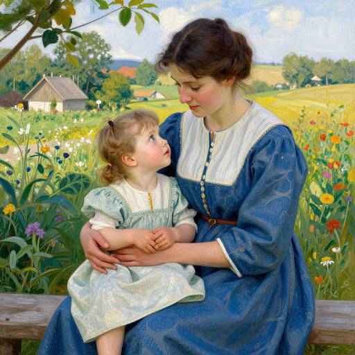 Serene Peasant Mother and Child