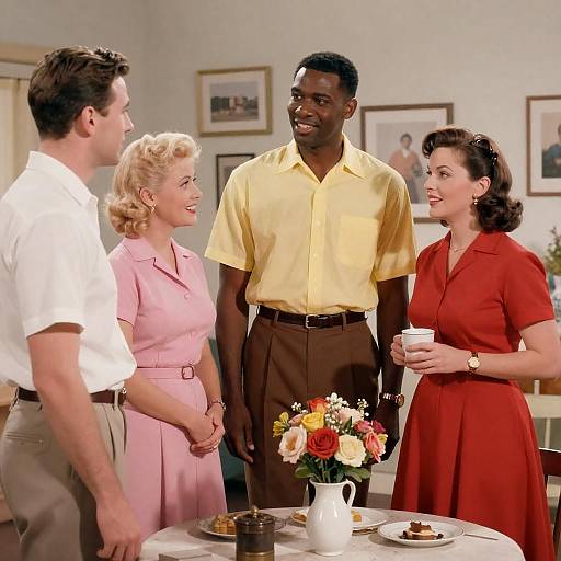 1950s Movie Scene with Friends