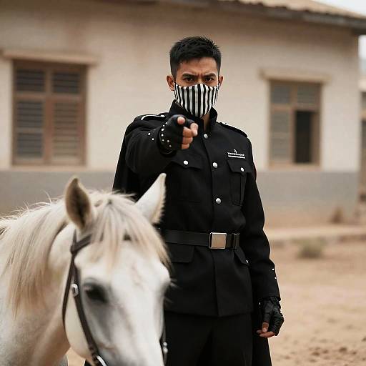 Mysterious Warrior in Striped Mask